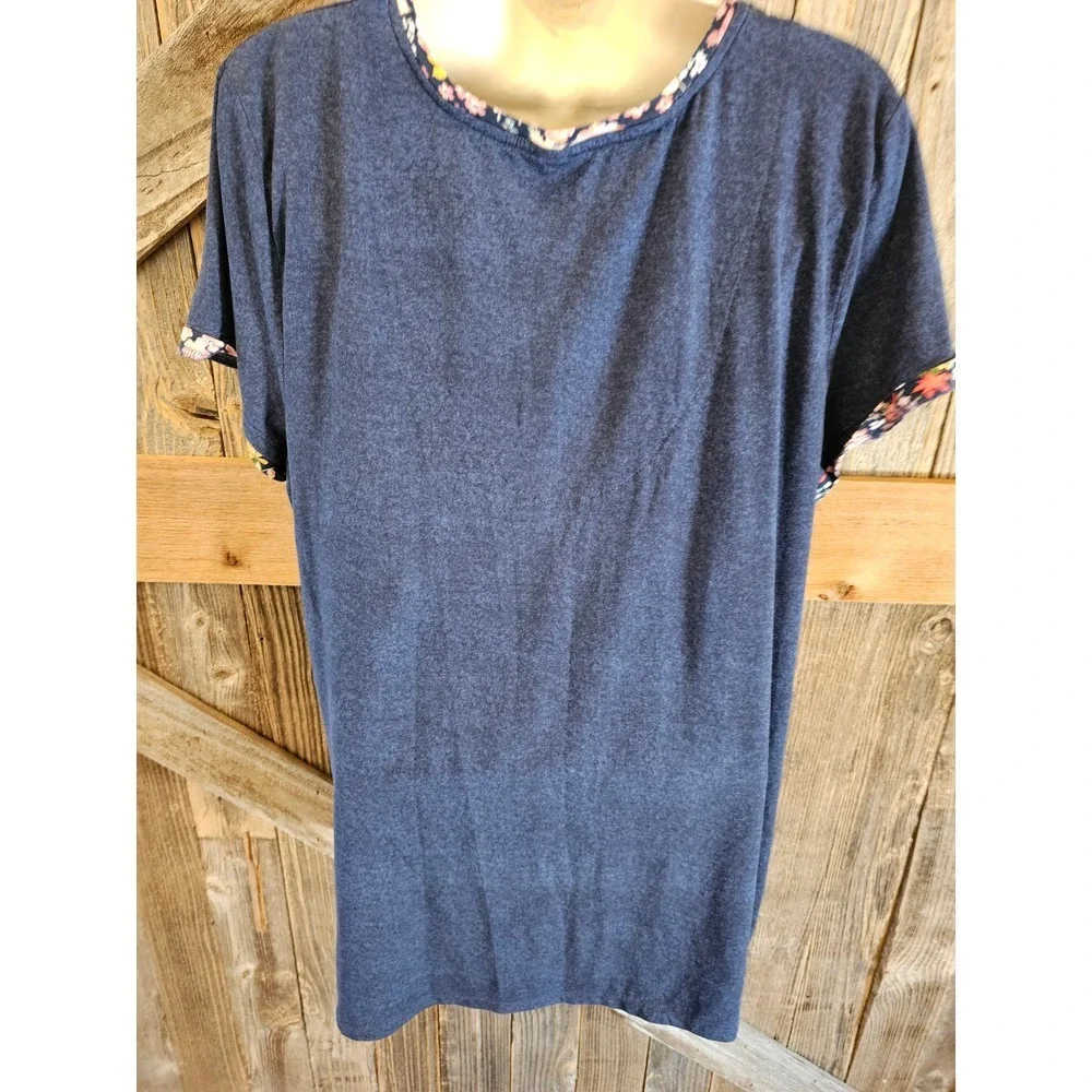 Cuddl Duds size large short sleeve SOFT Stretch top blue ^